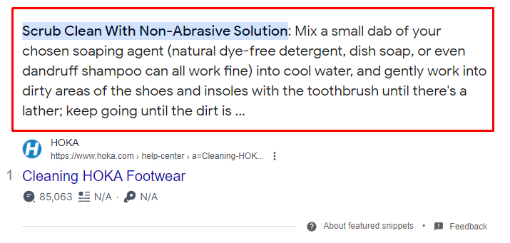 featured Snippet Example